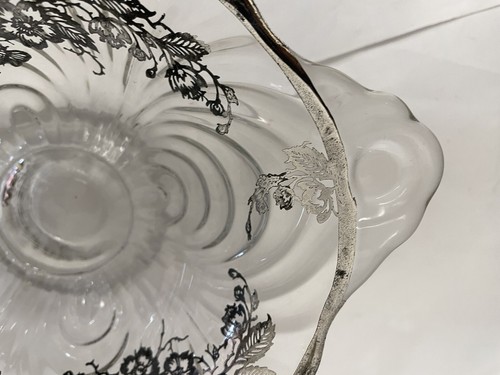 HEISEY Glass Silver Overlay Piece Sauce Dish Floral PATTERN - Picture 2 of 5