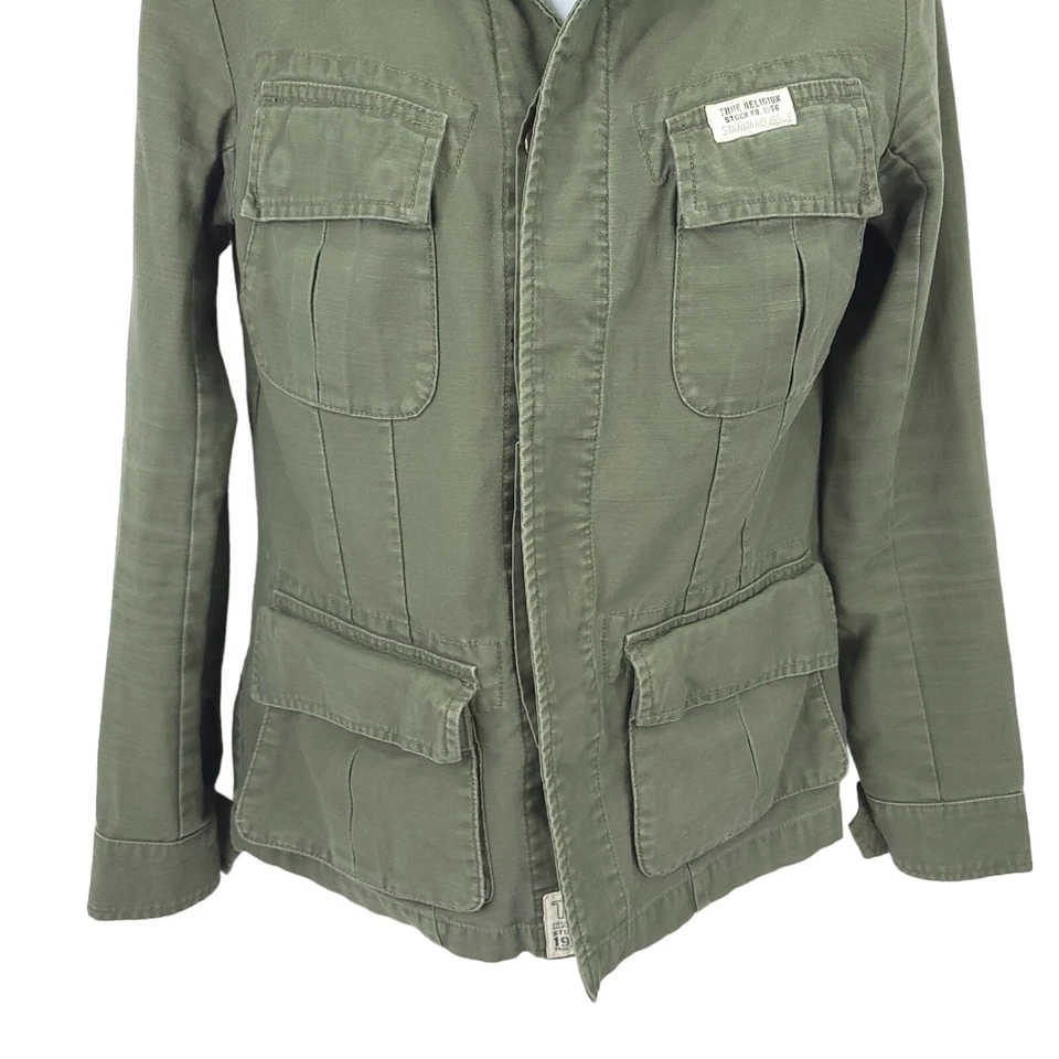 Chaqueta utilitaria True Religion verde militar LEER para mujer talla XS camisa manga larga Foto 4 de 4