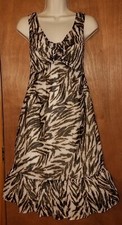 🐾 Pre-Owned Talbots Size 10 Sleeveless Animal Print Dress W/Ruffle Hem Cute 🐾