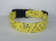 BRIGHT YELLOW Bandana Terri's Dog Collar handmade adjustable charming western