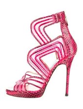 JIMMY CHOO Pink Animal Print Cutout Gladiator Sandals Size 6.5 IT 36.5 Good Cond