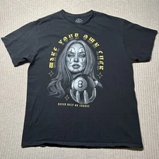 ODM Make Your Own Luck Graphic T-shirt Men L Black Tattoo Clown Eight Ball