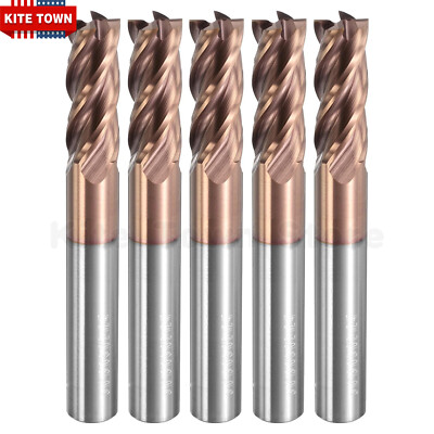 5Pcs 4 Flute 5/16'' x 13/16'' x 2-1/2'' Solid Carbide End Mills - TiSiN Coated