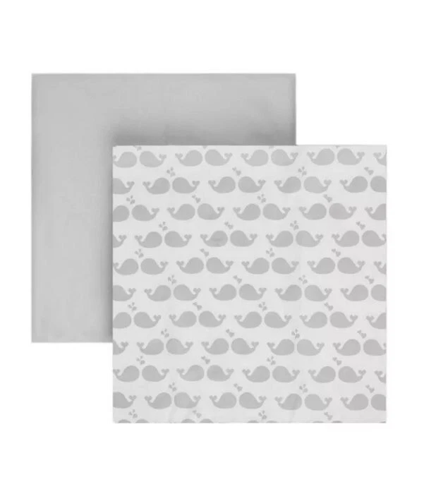 Простыни для кроватки из микрофибры с узором Tadpoles 2 штуки киты серые T4103349 - Изображение 2 из 4