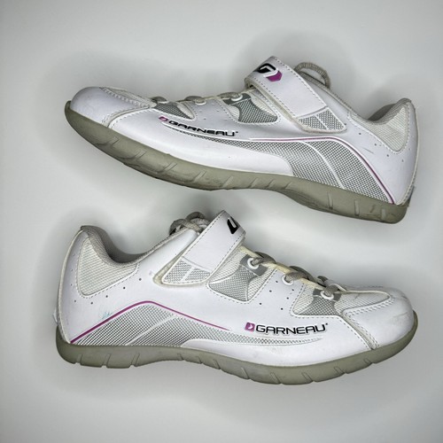 Louis Garneau Triathlon White Leather Cycling Shoes Women's Size 8.5