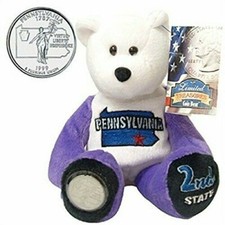 Pennsylvania Ltd Treasures 50 States Of America State Quarters Coin Bear 8.5 In.