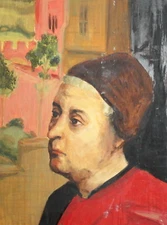 Vintage oil painting portrait woman