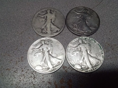LOT OF 4 Standing Liberty Half Dollar 90% Silver Coins Culls