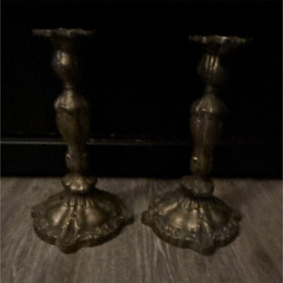 Vintage Ornate Castilian Brass Candlesticks Imported from India Candle Holders 