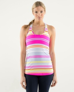 Lululemon Cool Racerback Tank Top Groovy Stripe Raspberry Glo SZ Small