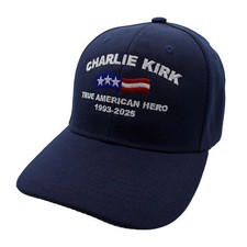 Charlie Kirk Hat True American Hero Blue Men ...
