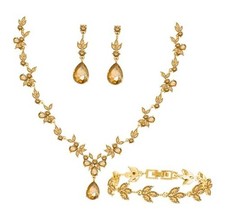 Bridal Wedding Elegant Floral Jewelry Set for Champagne (Gold)