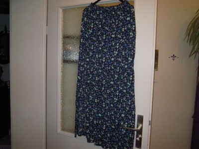 Hollister USA Damen Maxi-Rock Gr. S/M lang, blau Blümchen Muster mit Schlitz neu