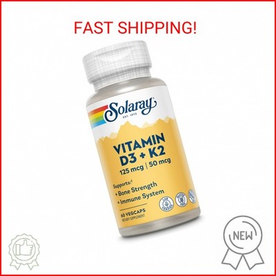 SOLARAY Vitamin D3 K2 - Bone Health and Immune Support Supplement - with 5000 IU