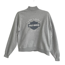 Vintage Y2K Harley Davidson Snap Up Sweatshirt Women  s L Jamestown Heather Gray