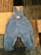 Baby B Gosh Vtg Denim Girl Overalls Vestbak Snap Bottom Oshkosh B Gosh
