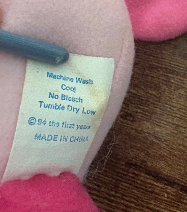 VTG 1994 The First Years Disney Piglet Teether Plush Teething Ring 6" Vintage - Image 4 of 4