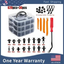 650PCS Car Body Retainer Clips Auto Fasteners Push Trim Pin Rivet Bumper Kit New