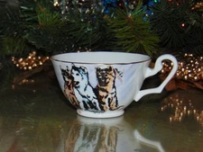 Vintage Clarence-English Bone China Husky German Shepherd Gold Trim Teacup
