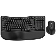 Ergonomic Keyboard and Mouse Combo, Bluetooth/2.4G Wireless Ergo Wave Curved ...