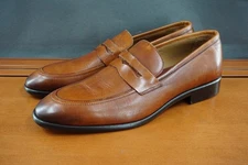 Bruno Magli Verona Shoe Mens 10.5 US Brown Leather Slip On Loafers Italy