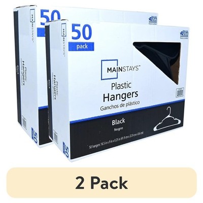 Plastic Clothes Hangers Black 50-Pack Lightweight Durable for Everyday Use