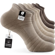 6 Pack Athletic Running Ankle Socks, Low Cut Cushioned Tab Sports Socks Men