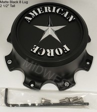 Nuevo Tapa central de llanta corta de 8 orejetas American Force AFX307 negro mate con tornillos