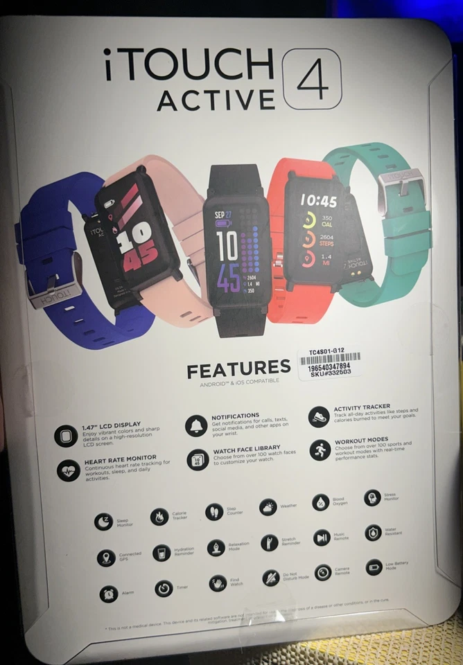 iTouch Active 4 Unisex Blush Smartwatch Fitness Tracker TC4S01-G12 - Image 2 of 2