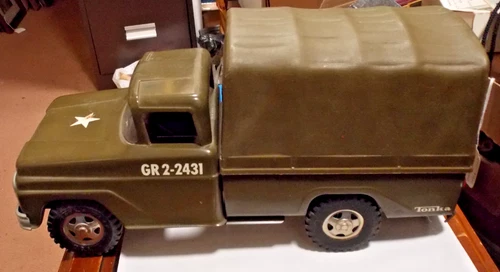 Vintage TONKA Army Green Military Troop Transport Truck GR2-2431 Pressed Steel