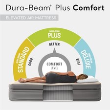 BEIGE - INTEX RAISED COMFORT PILLOWTOP 20" QUEEN AIR MATTRESS WITH BUILT IN PUMP