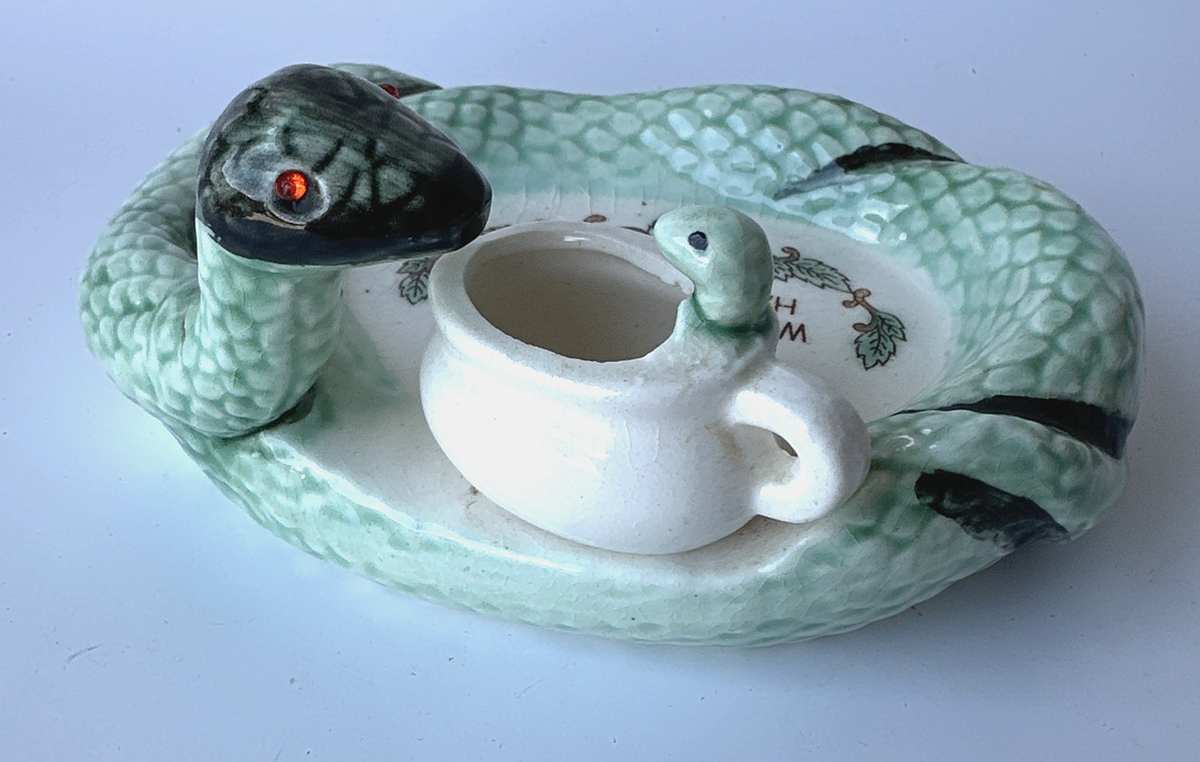 Vintage Ceramic Snake Ashtray Trinket Dish Made in Japan Quirky