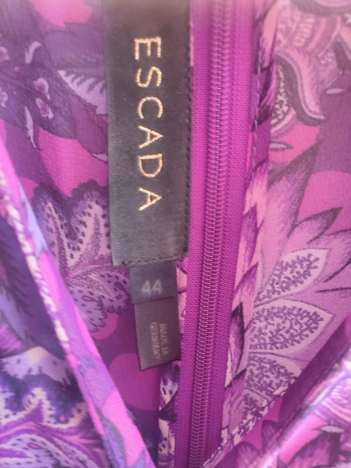 ESCADA PURPLE MULTICOLOR SILK VINTAGE DRESS SIZE 45 L - image 4 of 4
