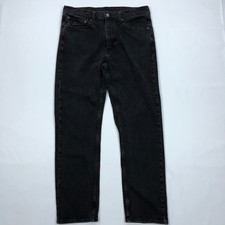 Levis 505 Regular Fit Jeans Mens 36x32 Faded Black Straight Leg Denim Pants