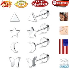 G23 Titanium Hypoallergenic Stud Earrings Set with Cubic Zirconia  Gemstones