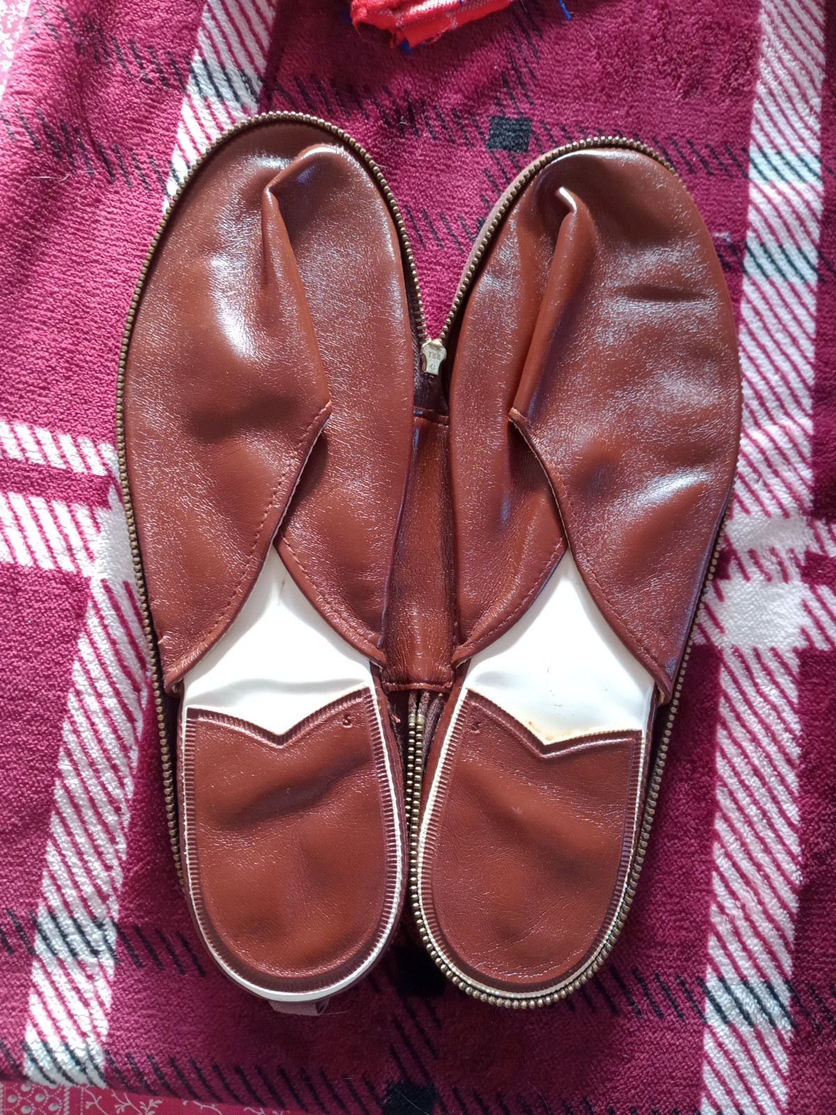 Zapatos de casa de viaje vintage talla pequeña con estuche con cremallera unisex