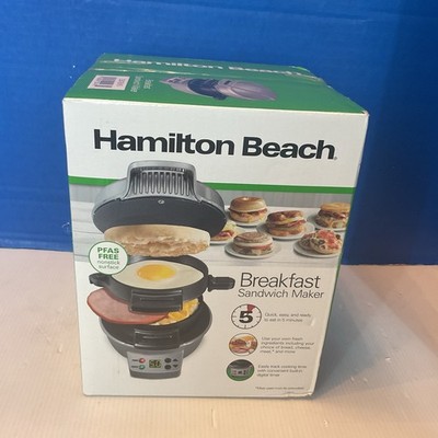 Hamilton Beach Breakfast Sandwich Maker Timer Nonstick Dishwasher Safe 25478