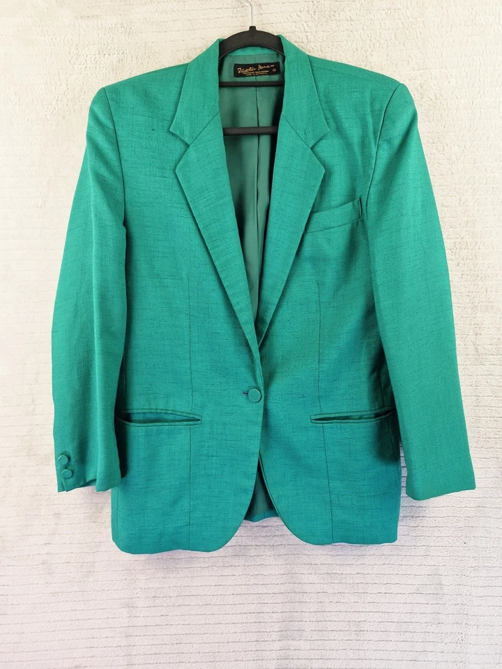 Vintage Fletcher Jones Australia Green Moygashel Linen Blend Skirt Suit Size 10 - Image 2 of 4