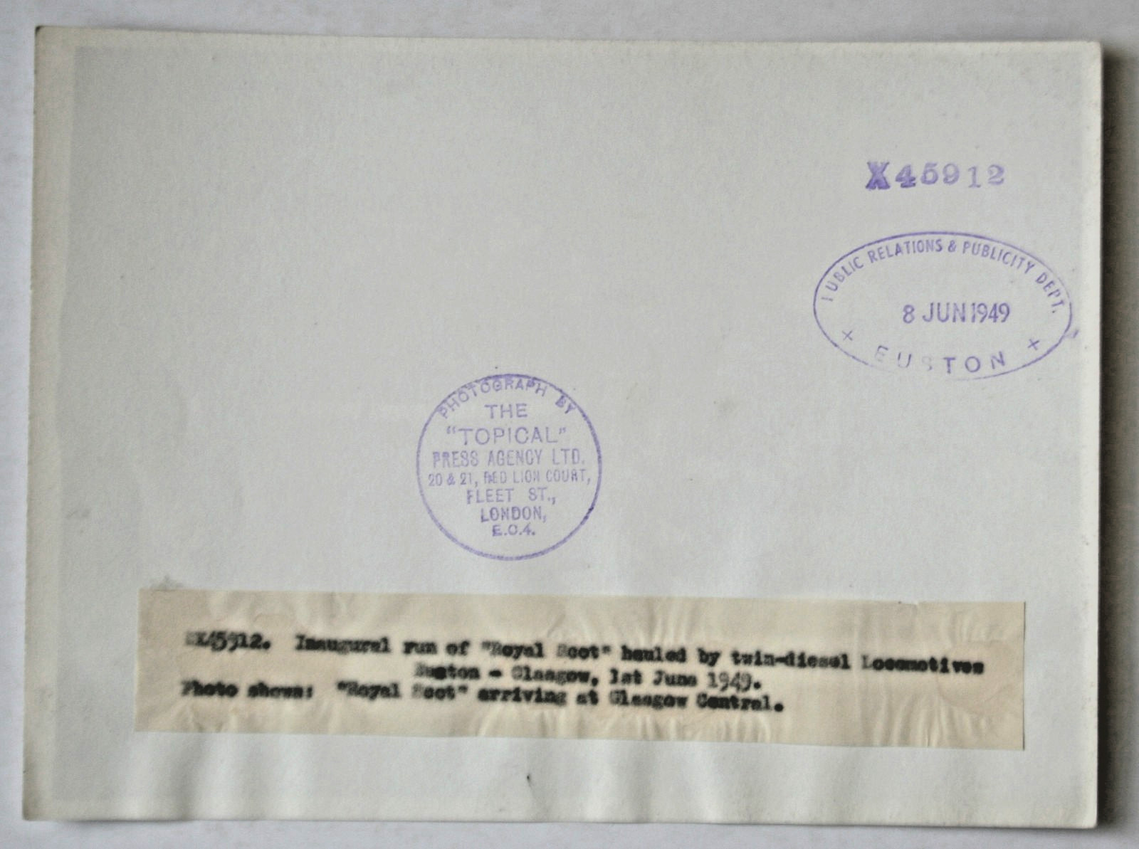 Larger print - 10000 & 10001 arr. at GLASGOW on 1st run on ‘Royal Scot’ - 1949