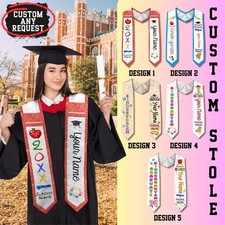 Custom Kindergarten Teacher Graduation Stole 2026 Teacher Grad Sash