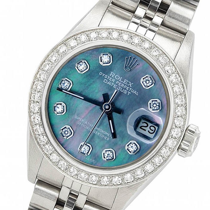 Rolex Datejust Steel Tahitian Diamond Bezel