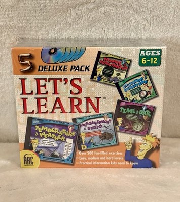 NEW Let's Learn Deluxe 5 Pack Educational CD-ROM WINDOWS/MAC Sealed Package