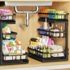 Under Sink Organizer and Storage for Bathroom and Kitchen - 2 Pack 3 Tier Und...