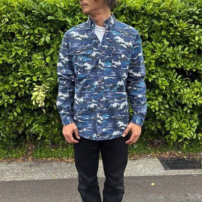White Mountaineering x Barbour Vintage Navy Cotton Long Sleeve Shirt L
