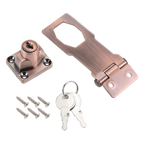 3-inch Keyed Hasp Locks w Screws for Door Keyed Alike Copper Tone 3Pcs - Bild 2 von 6