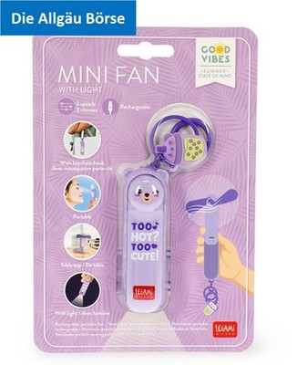 Legami  Good Vibes Mini Ventilator Teddy m. Licht u. SA aufladbar Fan Neu OVP