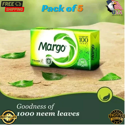 Margo Original Neem Soap 5-Packs With Goodness Of 1000 Neem Leaves, Free Ship