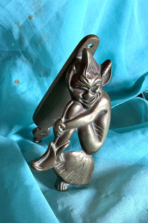 Vintage brass Pixie/ Imp Door Knocker height 13cm
