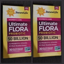 (2) Renew Life Ultimate Flora Women's Care 50 Bill CFU Probiotic, 30 Capsules Ea