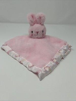 Parent's Choice Pink Plush Bunny Rabbit Rainbows Security Blanket Lovey Satin